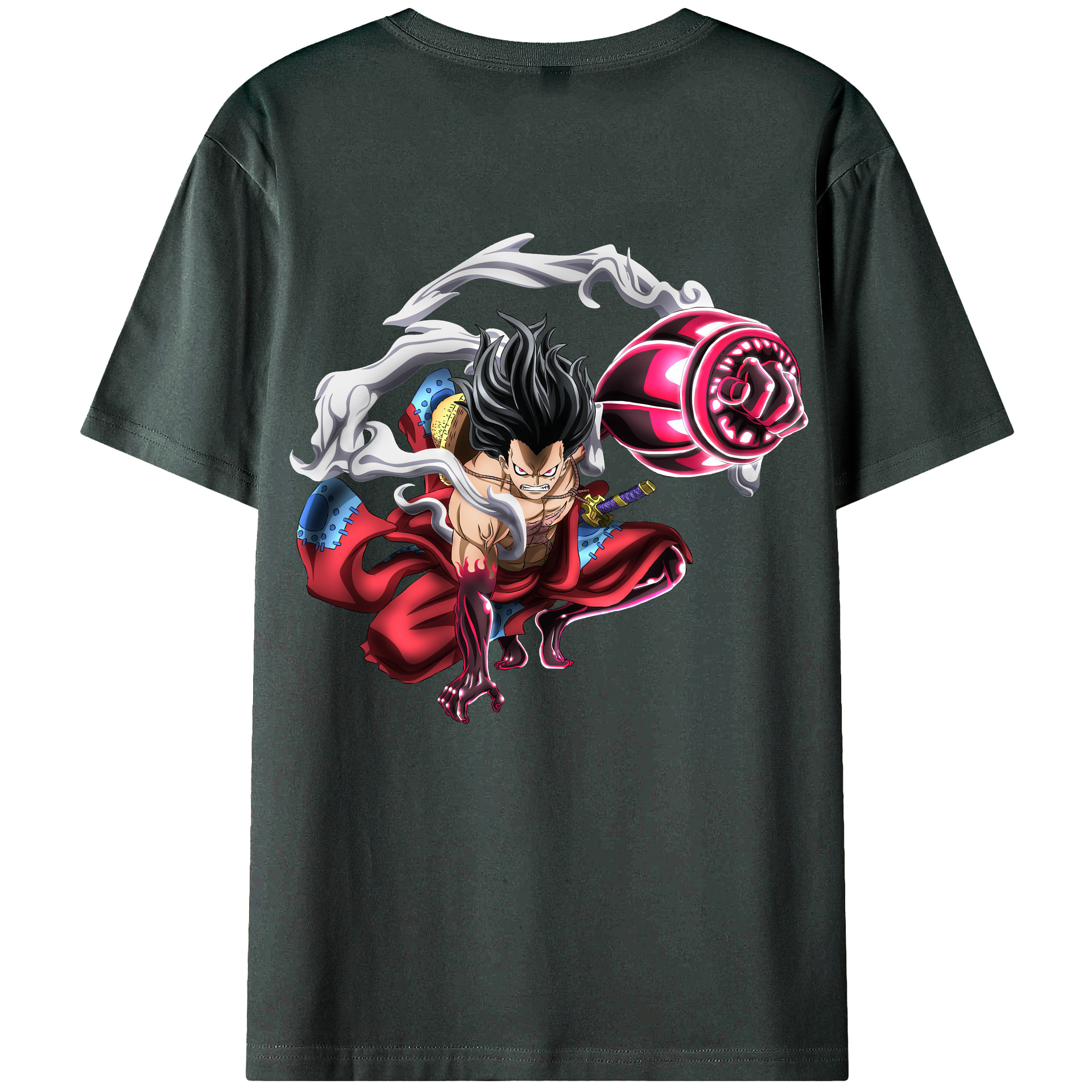 ワンピース モンキー・D・ルフィ ONE PIECE Monkey D. Luffy 綿100％ メンズ半袖Tシャツ（バックプリント） 通気性